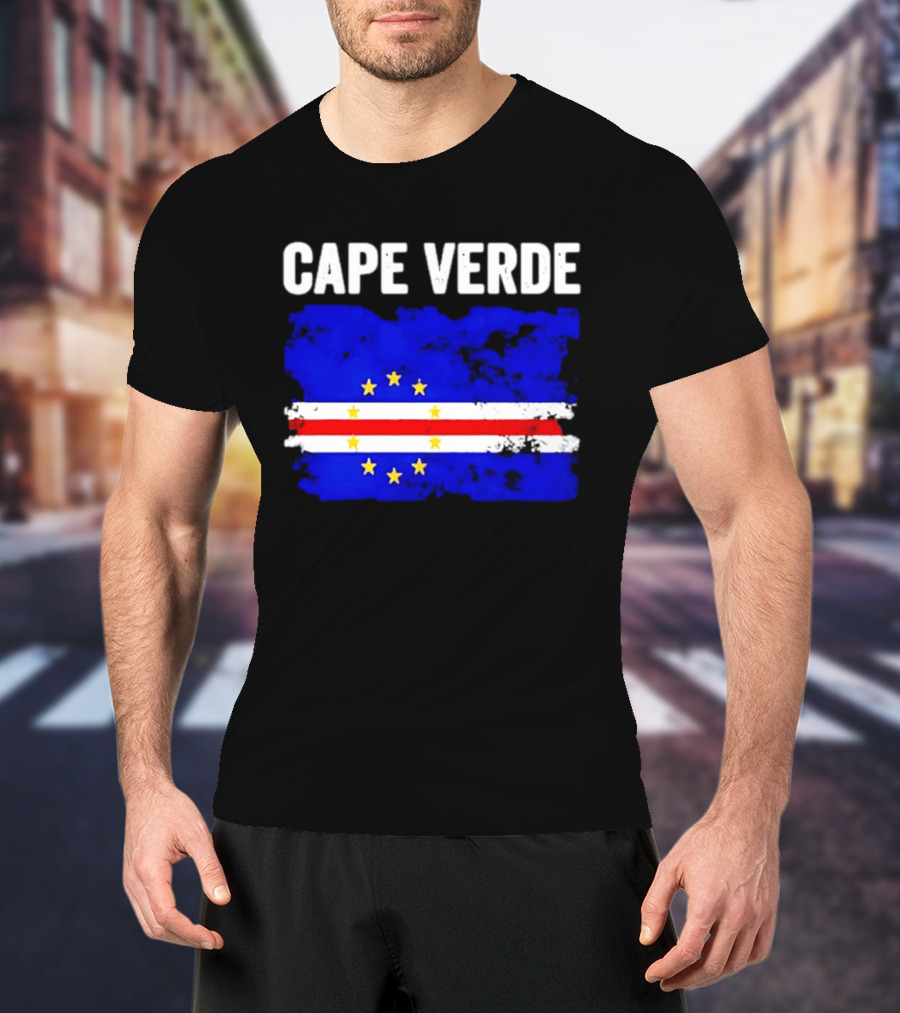 Cape Verde Distressed Flag Design Six Yellow Stars T-Shirt