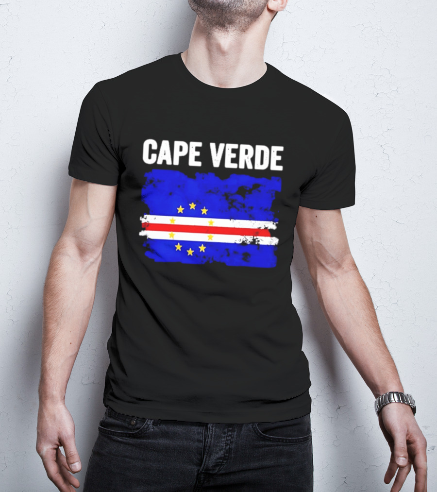 Cape Verde Distressed Flag Design Six Yellow Stars T-Shirt