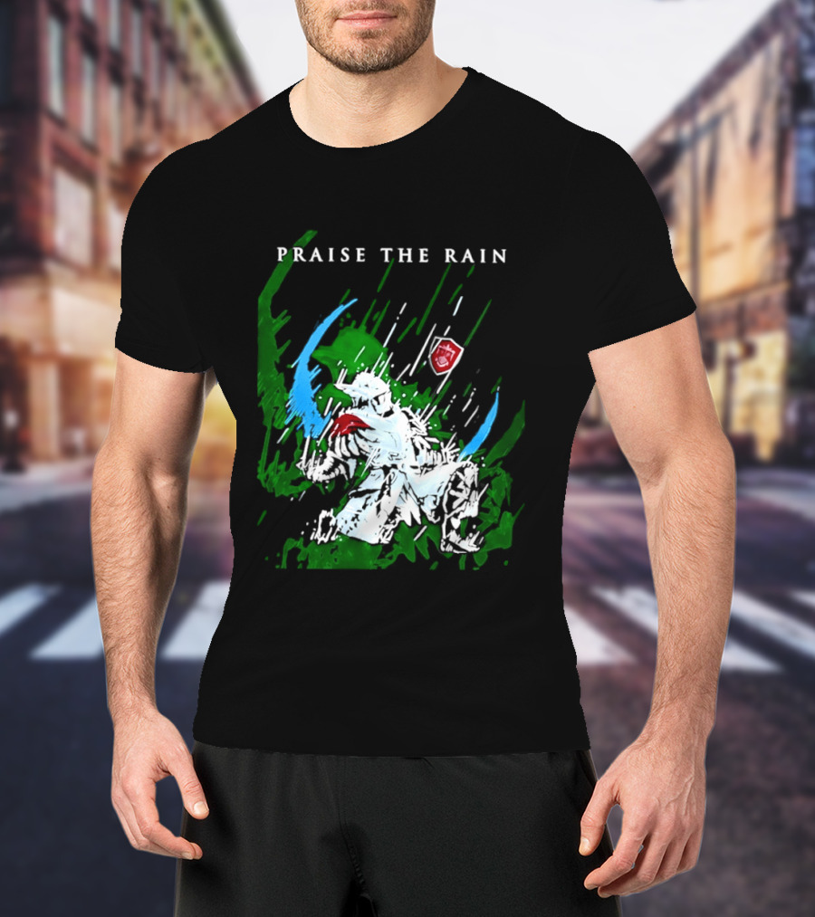 Praise The Rain Warrior Energetic Green And Blue Splash T-Shirt