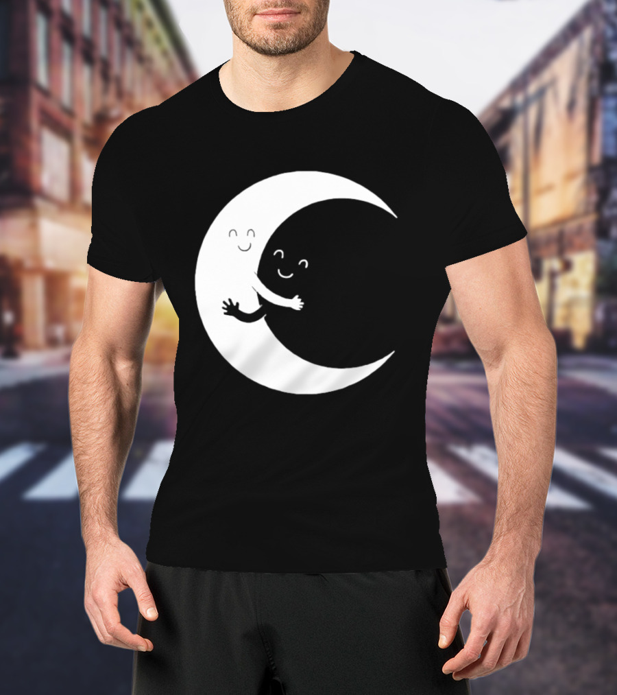 Celestial Hugging Moon Crescent Night Sky Space T-Shirt