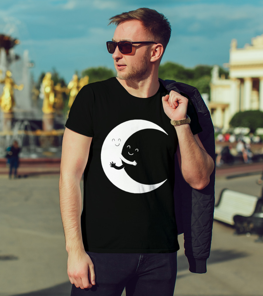 Celestial Hugging Moon Crescent Night Sky Space T-Shirt