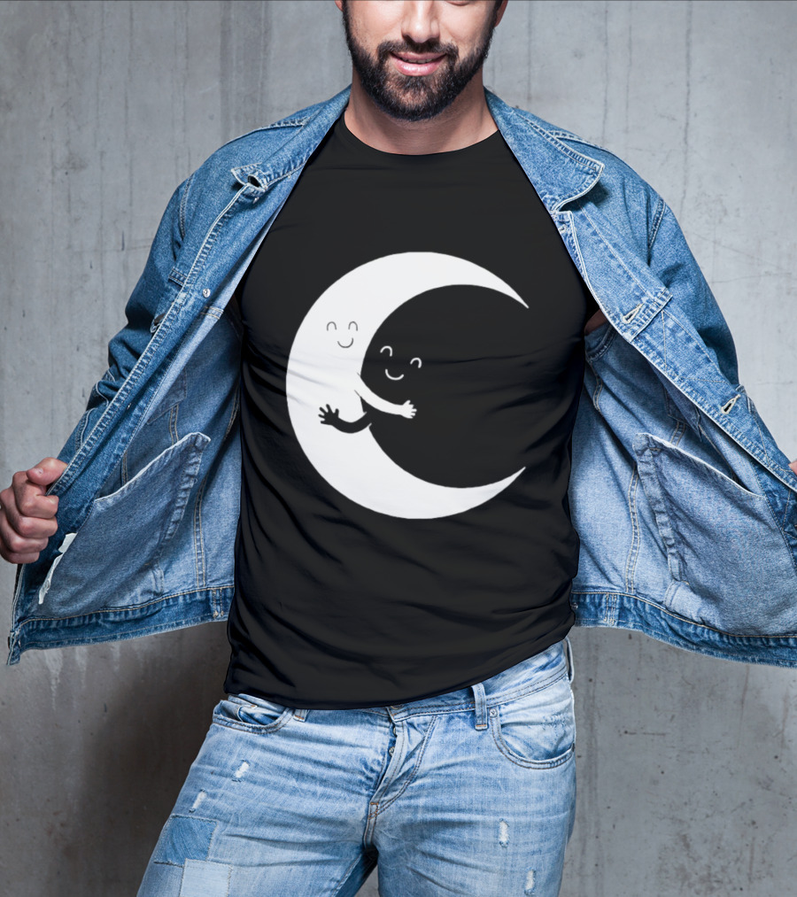 Celestial Hugging Moon Crescent Night Sky Space T-Shirt