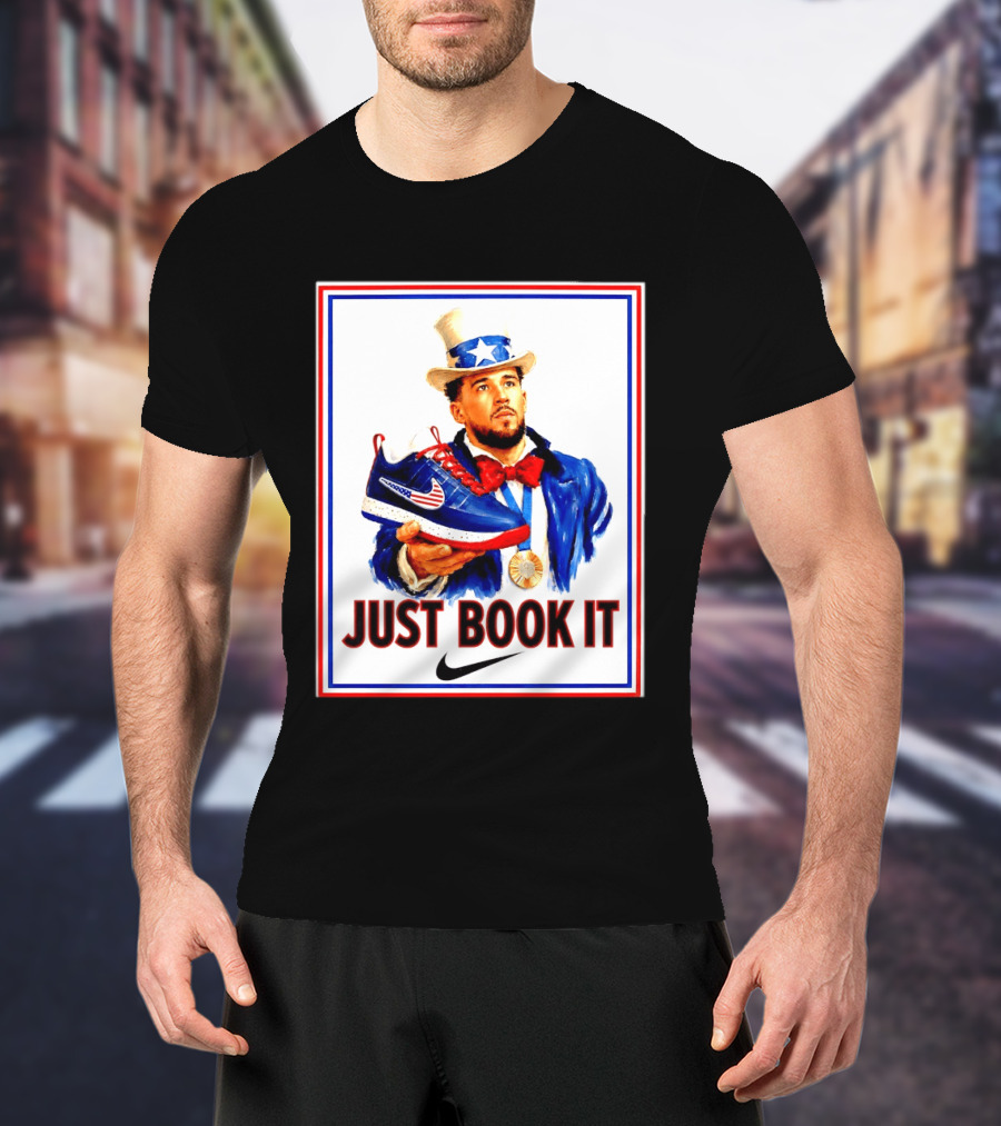 Just Book It Devin Booker Uncle Sam Gold Medal Nike Sneaker T-Shirt