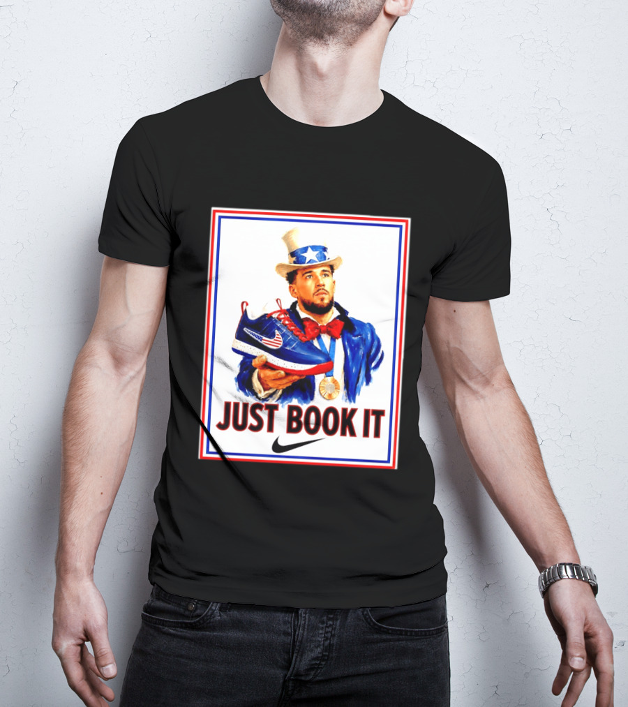 Just Book It Devin Booker Uncle Sam Gold Medal Nike Sneaker T-Shirt