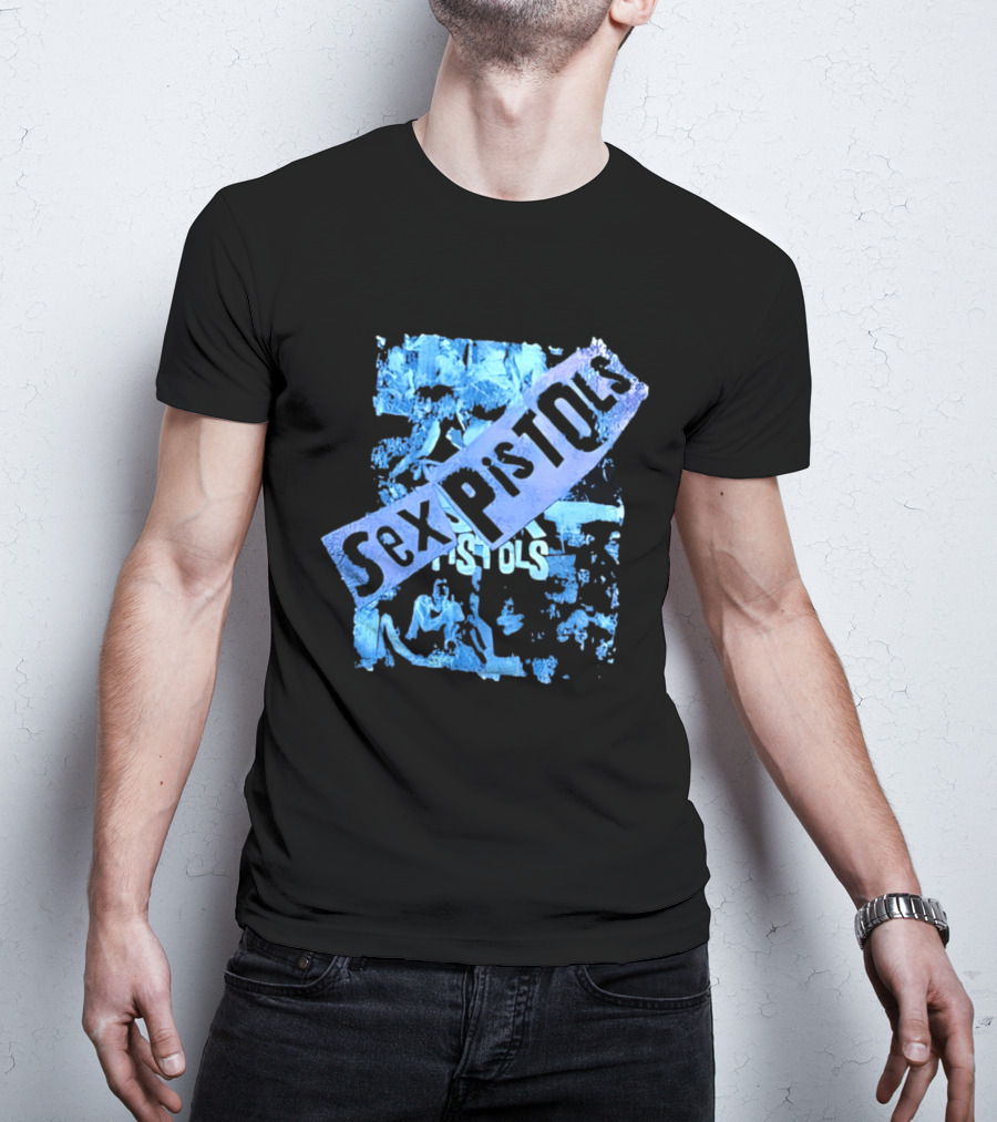 Sex Pistols Distressed Blue Photo Collage T-Shirt
