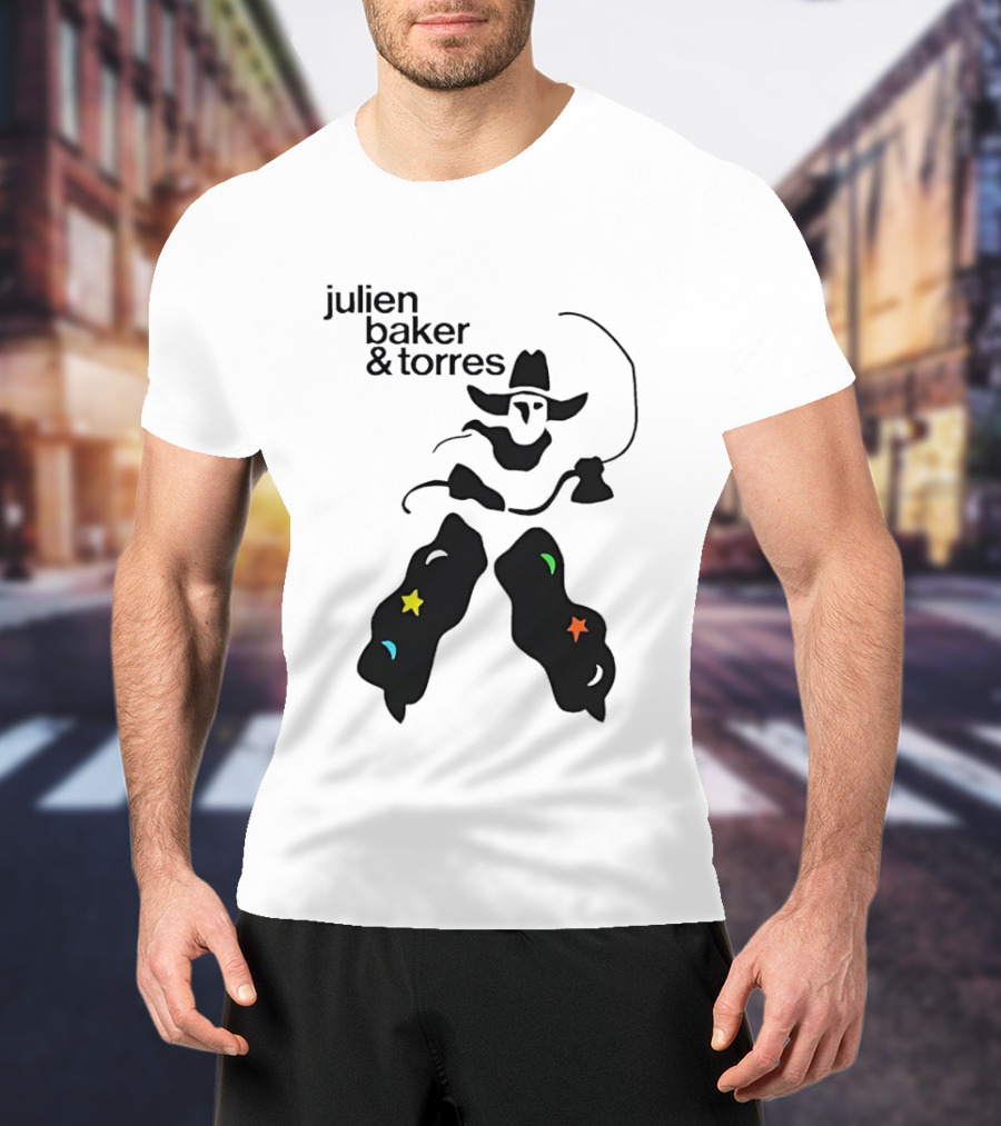Julien Baker And Torres Cowboy Figure With Colorful Star Accents T-Shirt