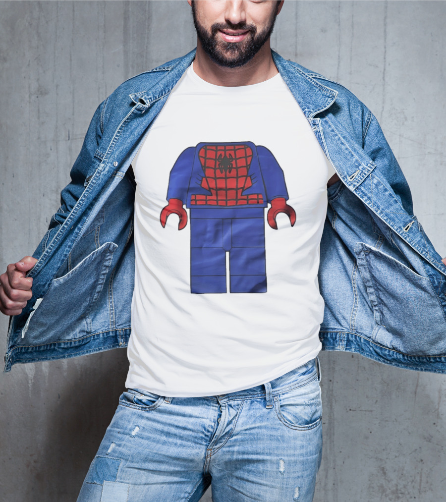 Lego Spider Man Minifigure Marvel Super Hero Iconic Costume Red And Blue Suit T-Shirt