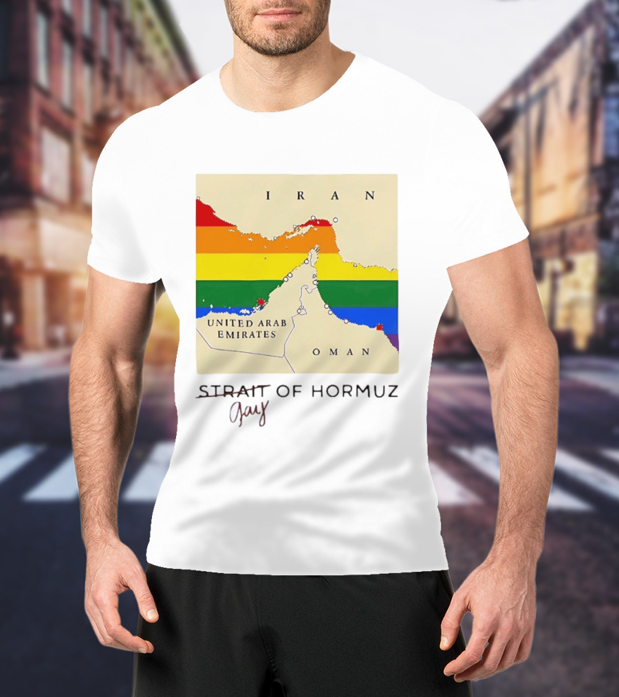 Strait Of Hormuz Map Pride Rainbow Gay Wordplay Pun T-Shirt