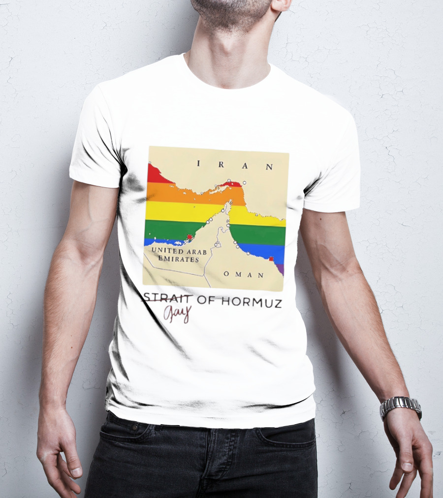 Strait Of Hormuz Map Pride Rainbow Gay Wordplay Pun T-Shirt