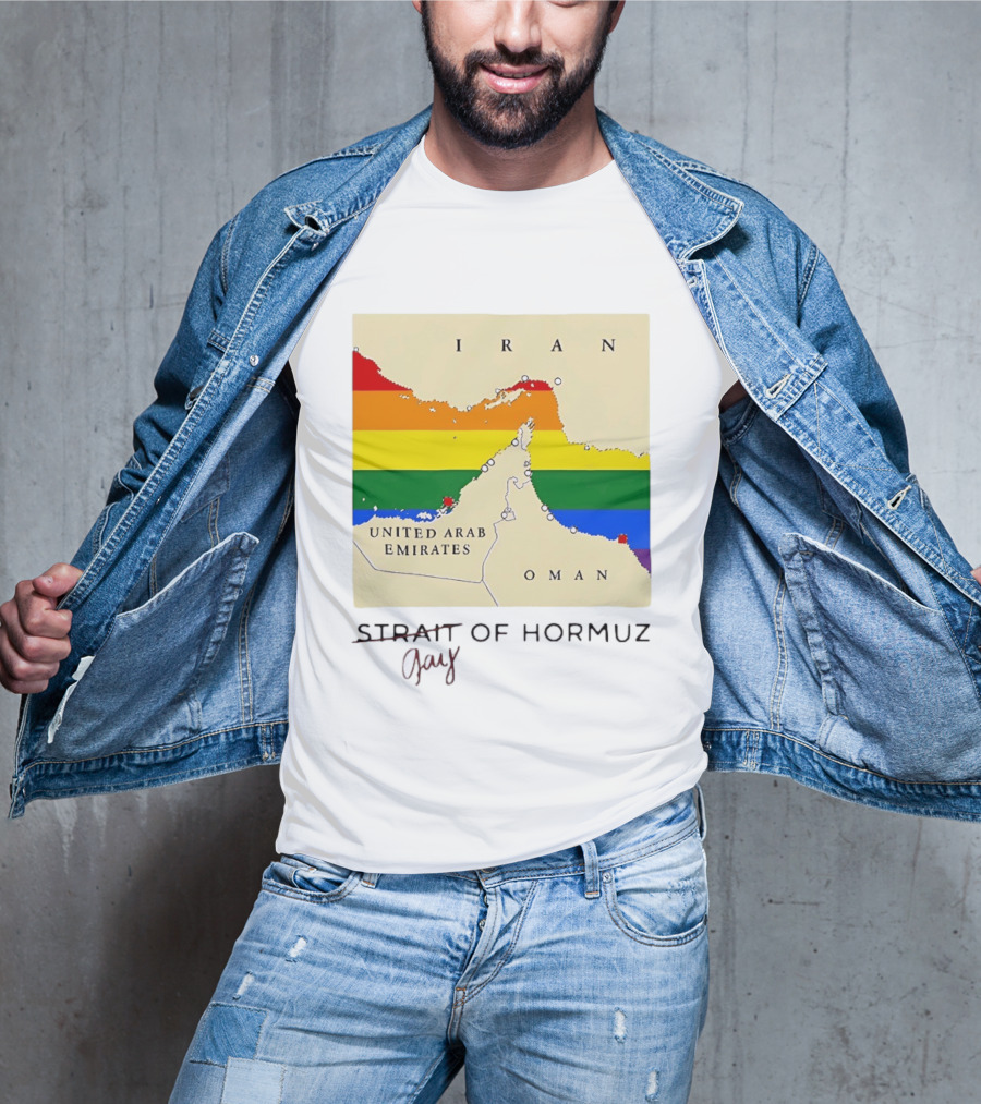 Strait Of Hormuz Map Pride Rainbow Gay Wordplay Pun T-Shirt