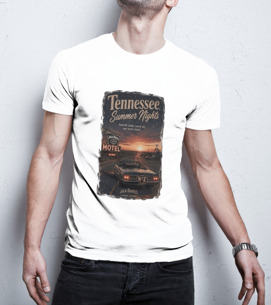 Tennessee Summer Nights Jack Daniel's Motel Smooth Roads Warm Air Old No. 7 Lynchburg T-Shirt