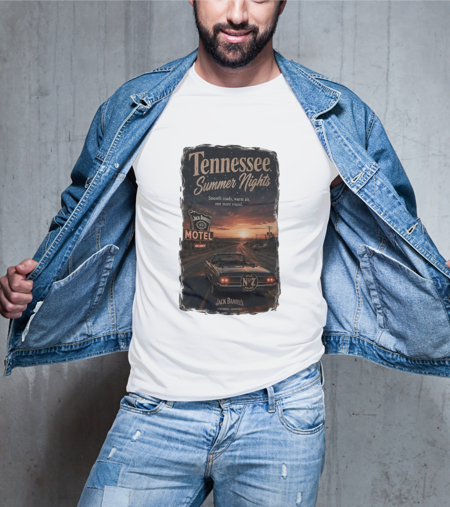 Tennessee Summer Nights Jack Daniel's Motel Smooth Roads Warm Air Old No. 7 Lynchburg T-Shirt
