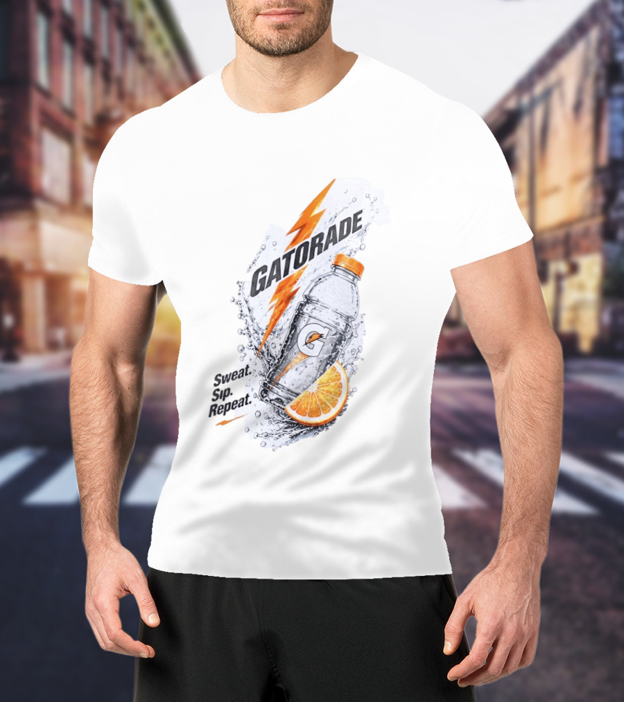 Gatorade Sweat Sip Repeat Lightning Bolt Orange Slice Bottle T-Shirt