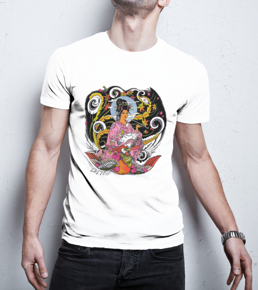 Geisha Tattoo Japanese Traditional Phoenix Kimono T-Shirt