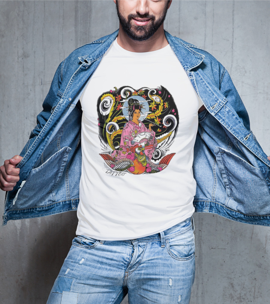 Geisha Tattoo Japanese Traditional Phoenix Kimono T-Shirt