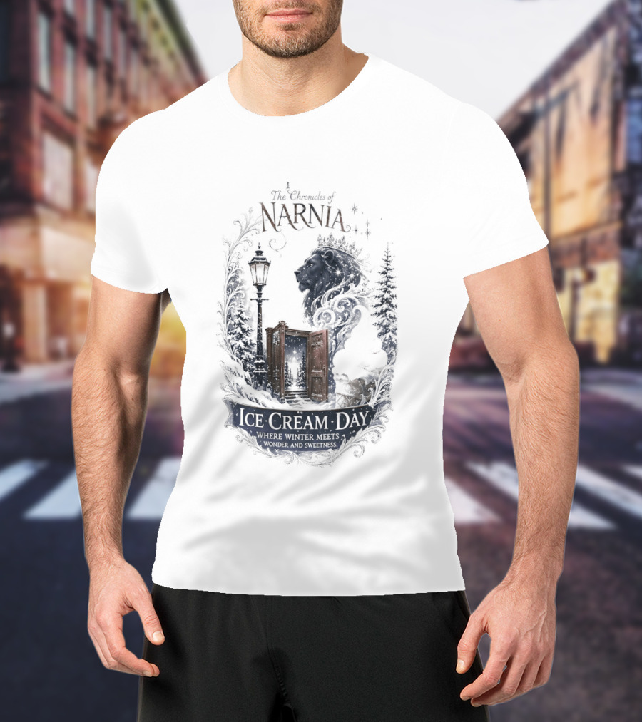 Narnia Ice Cream Day Winter Meets Wonder Aslan Wardrobe T-Shirt