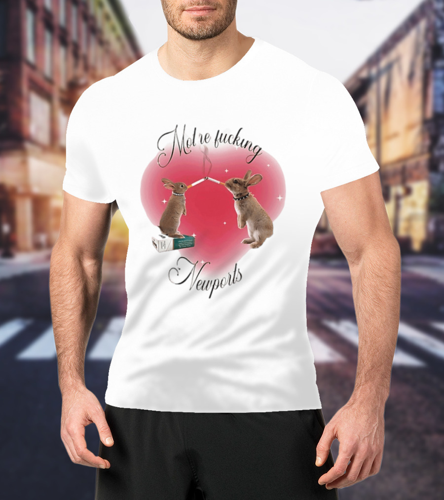 Motherfucking Newports Rabbits Smoking Cigarettes T-Shirt