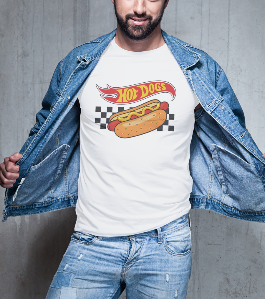 Hot Dogs Checkerboard Flame And Bun T-Shirt