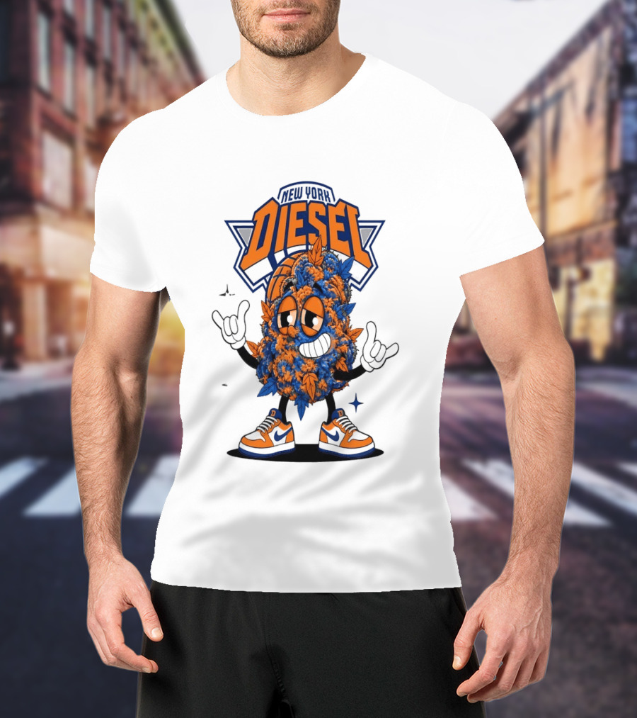 New York Diesel Cannabis Cartoon Knicks T-Shirt