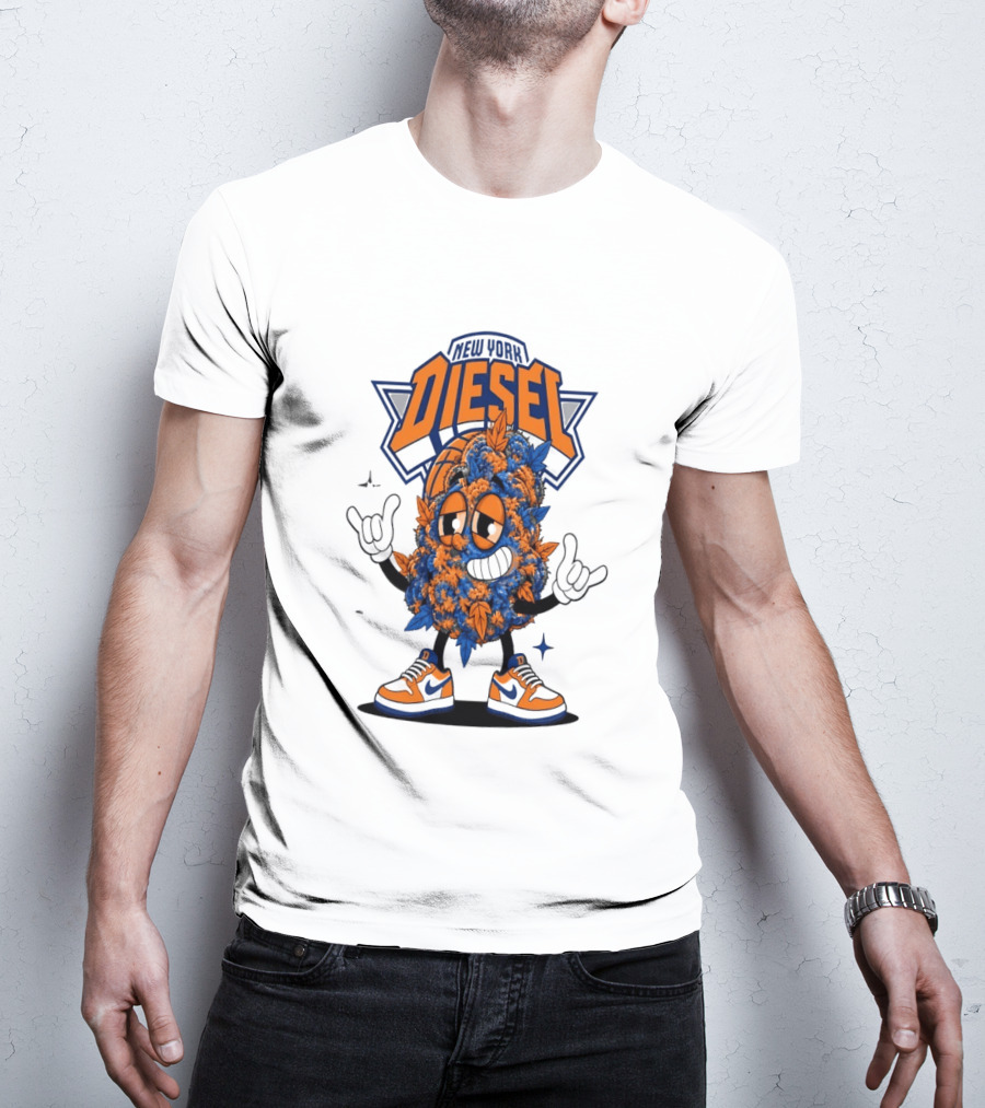 New York Diesel Cannabis Cartoon Knicks T-Shirt