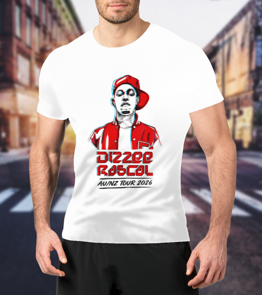 Dizzee Rascal AU NZ Tour 2026 Red Graphic Cap Image T-Shirt