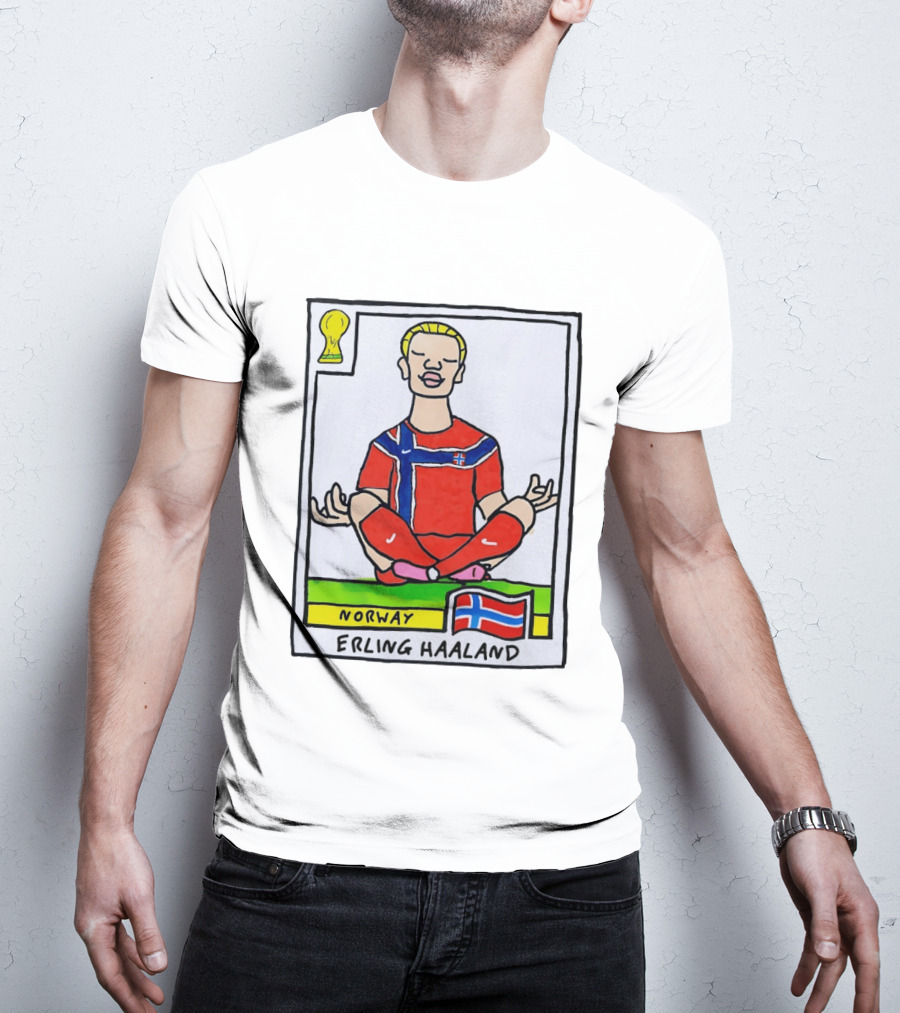Erling Haaland Norway Soccer Meditation Cartoon Norway Flag T-Shirt