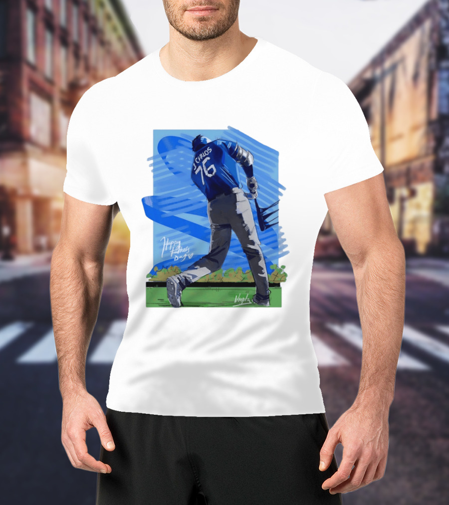 Carlos 76 Happy Fathers Day Baseball Player Sports T-Shirt