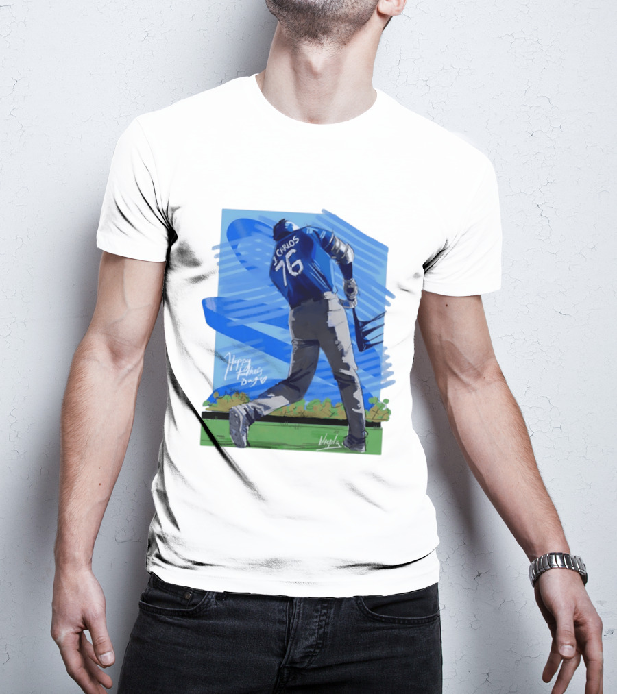 Carlos 76 Happy Fathers Day Baseball Player Sports T-Shirt