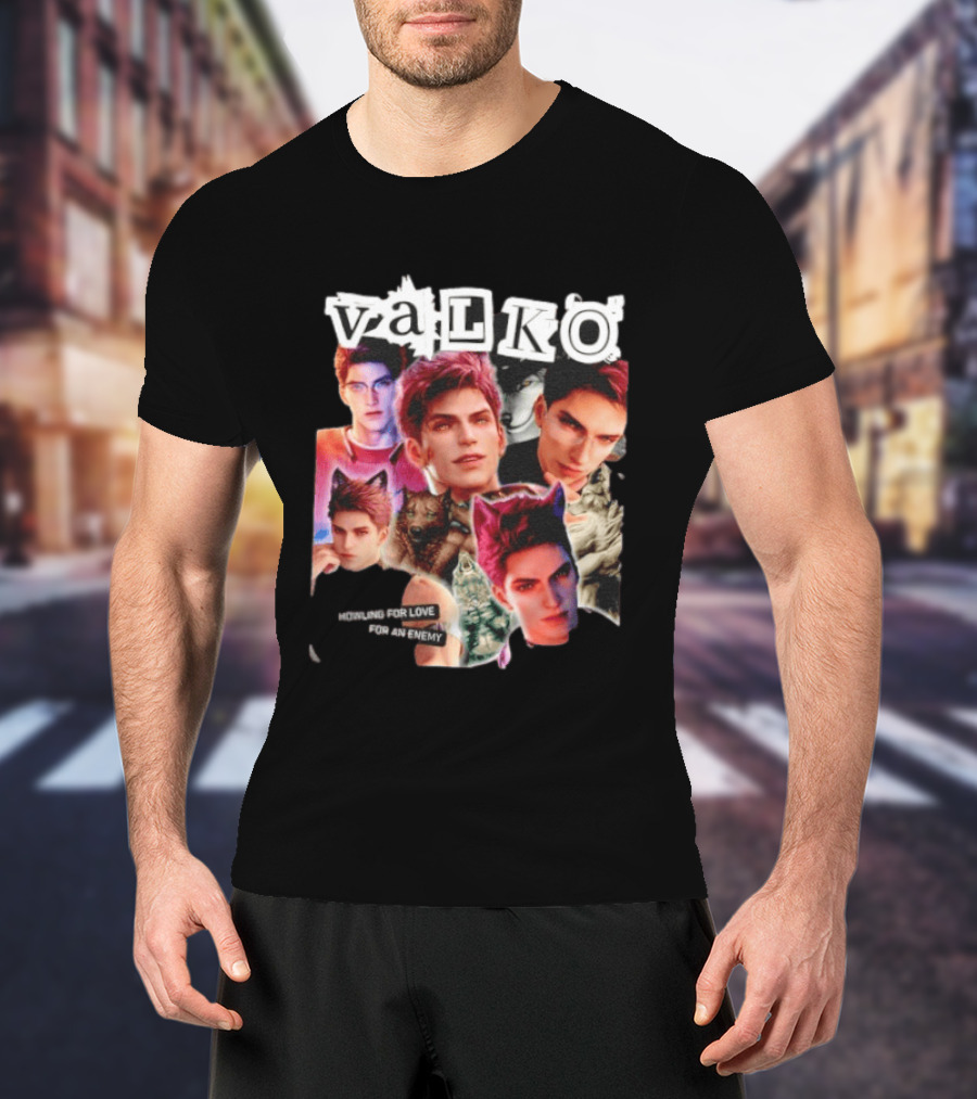 Valko Howling For Love For An Enemy Collage Wild Wolf Aesthetic T-Shirt