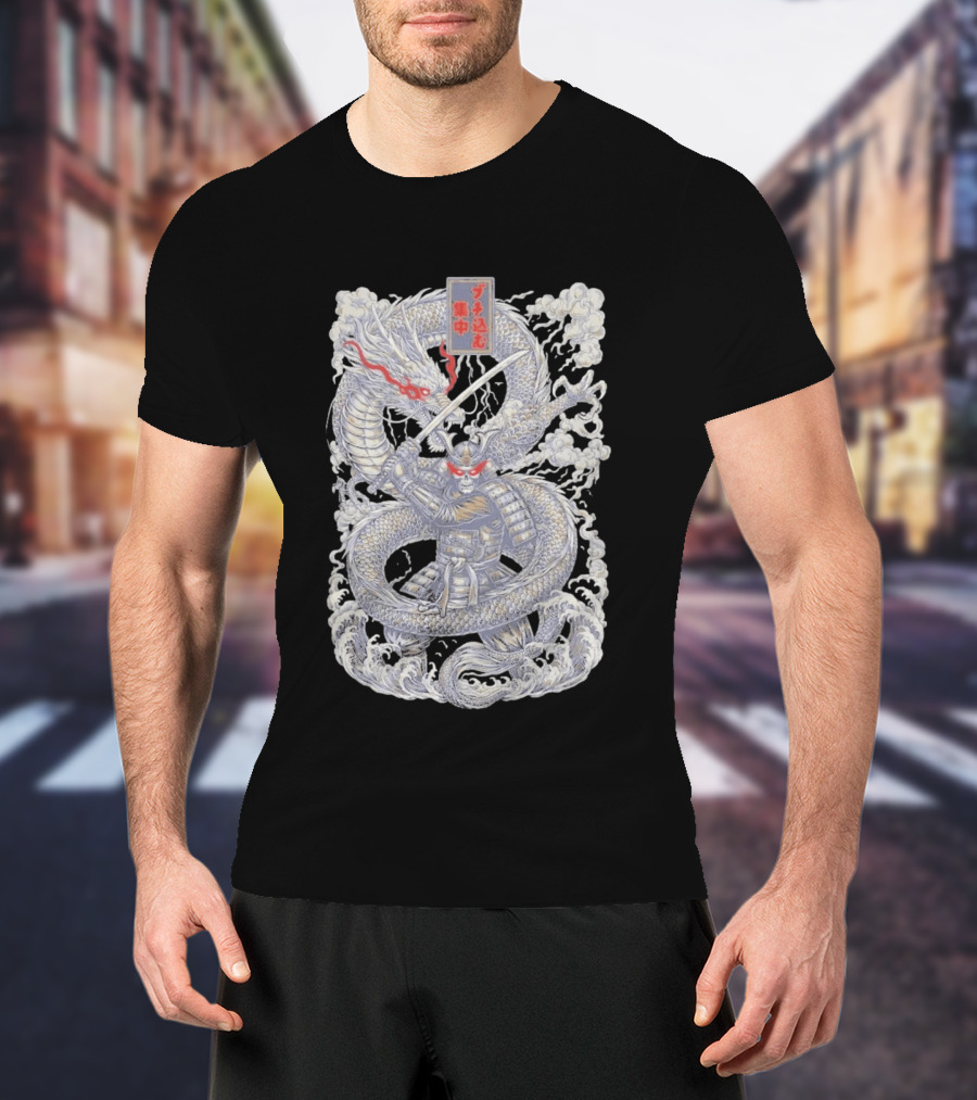 Zero Foxtrot Focused Fury Samurai Dragon Japanese Kanji T-Shirt