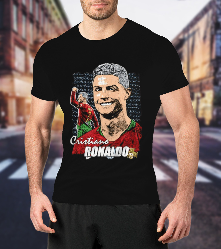 Cristiano Ronaldo Portugal National Team Football Icon With Number 7 And Crest T-Shirt