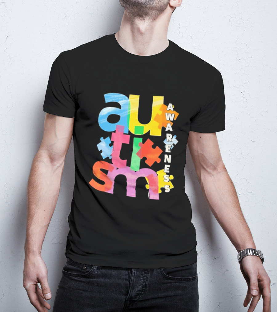 Autism Awareness Puzzle Colorful Letters And Pieces T-Shirt