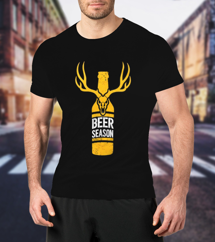 Beer Season Deer Antlers Bottle Hunting T-Shirt