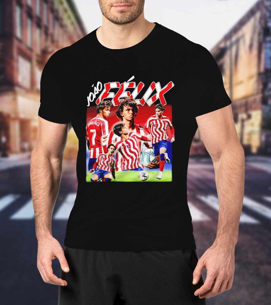 Joao Felix Atletico Madrid Number 7 Soccer Star Collage T-Shirt