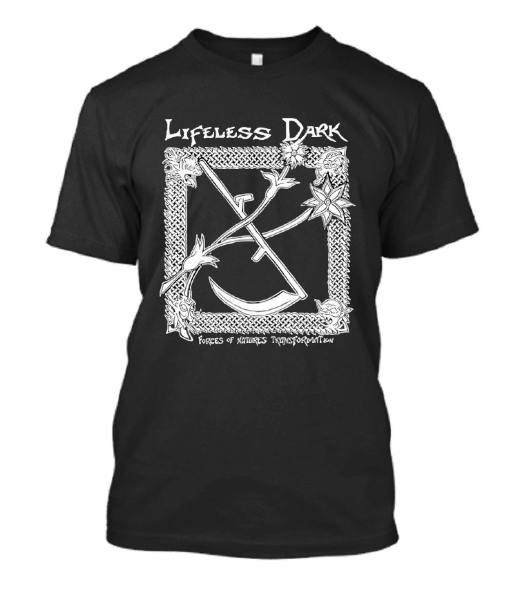 Lifeless Dark Forces Of Nature's Transformation Celtic Knot Scythe Star T-Shirt
