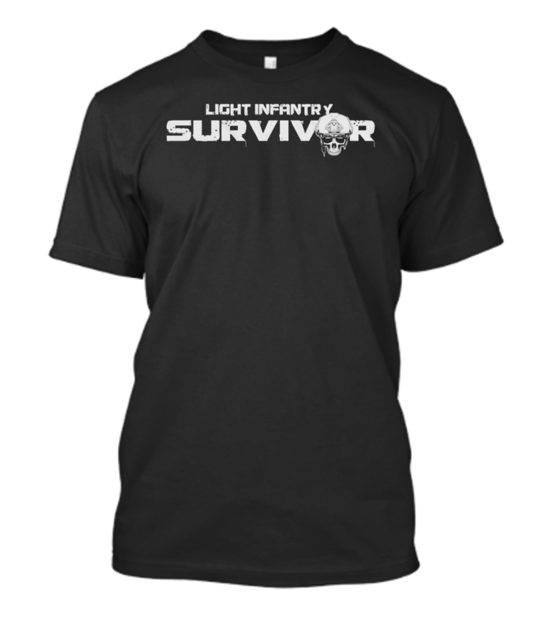 Light Infantry Survivor Skull Military Tactical T-Shirt