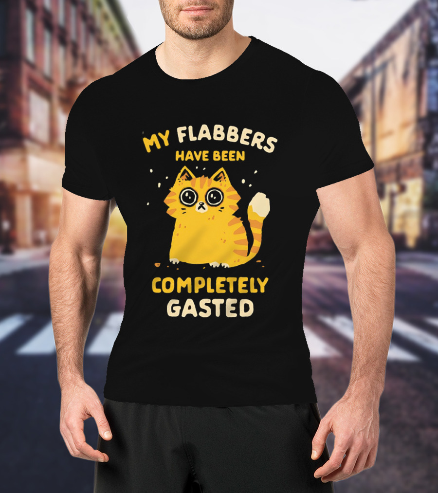 Shocked Cartoon Cat My Flabbers Have Been Completely Gasted T-Shirt
