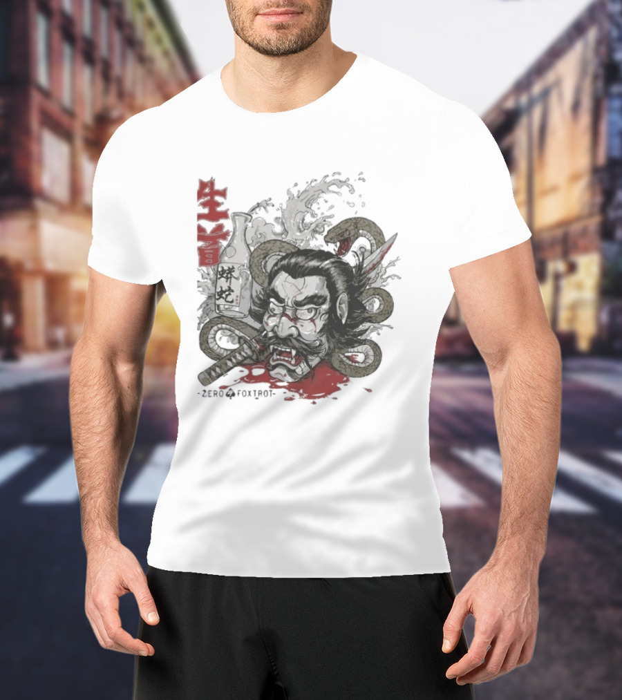 Zero Foxtrot Namakubi Sake Samurai Warrior Kanji T-Shirt