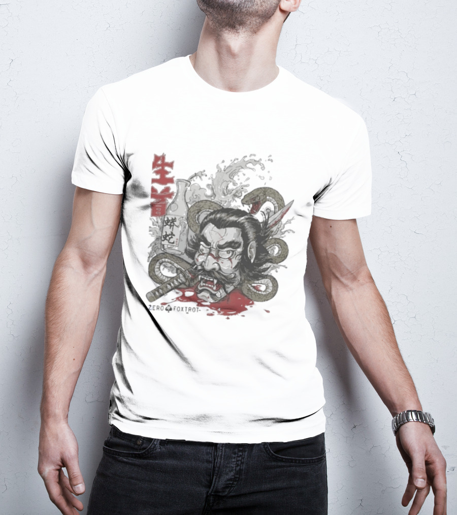 Zero Foxtrot Namakubi Sake Samurai Warrior Kanji T-Shirt