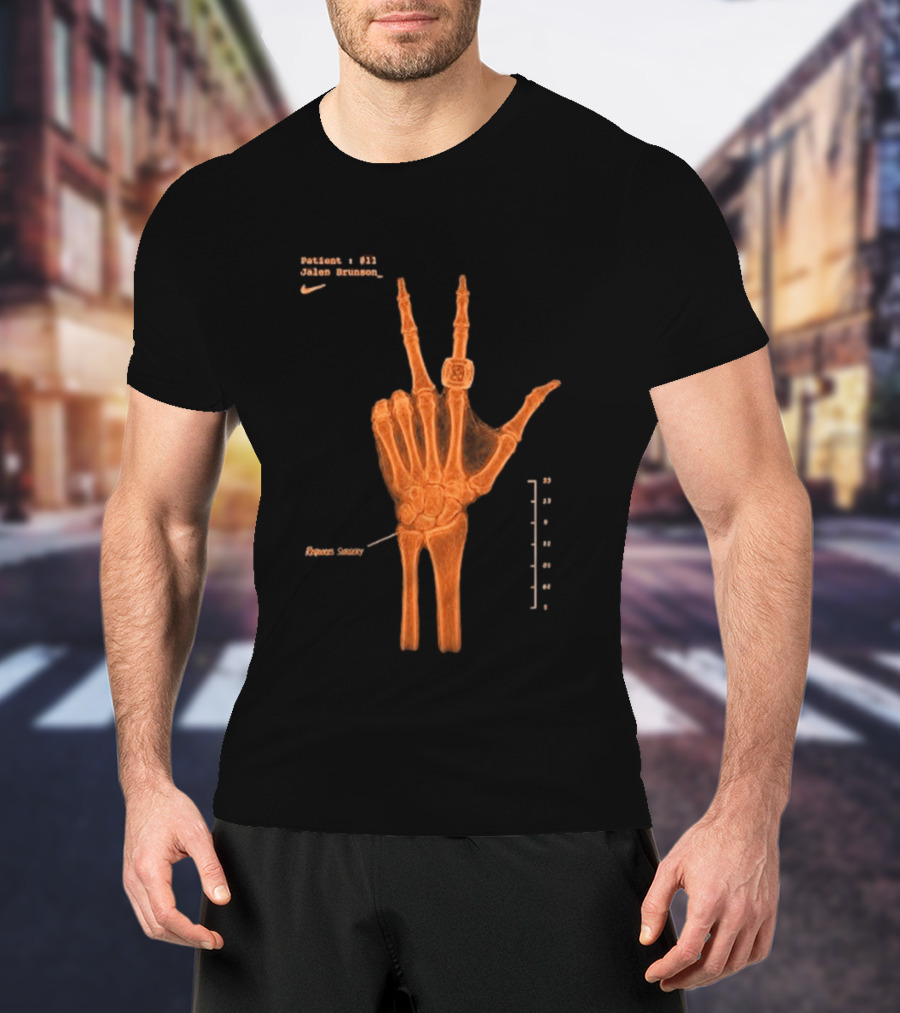 New York Knicks Jalen Brunson X Ray Nike 13 Wrist Surgery T-Shirt