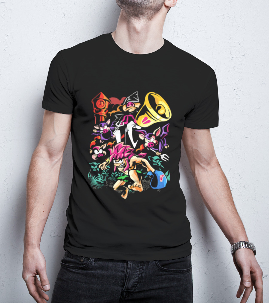 I Was Made For Biting You Pig Demon Tower Chrono Kid Bats And Horns T-Shirt