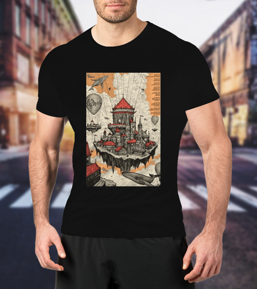 Opeth 2026 Summer Tour Exclusive Floating City With Whales And Balloons T-Shirt