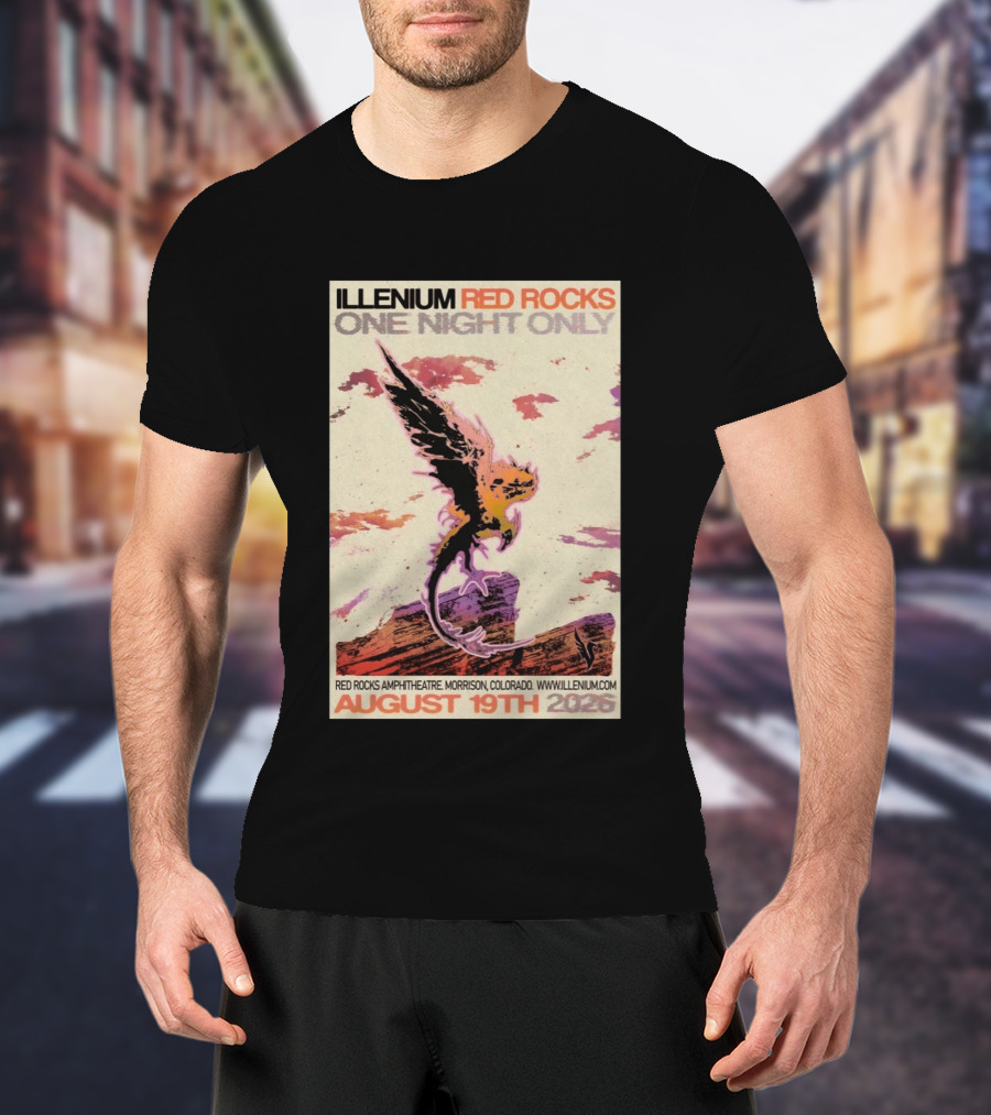 Illenium Red Rocks One Night Only August 19th 2026 Red Rocks Amphitheatre Morrison Colorado Www.illenium.com T-Shirt