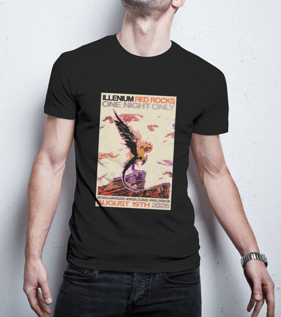 Illenium Red Rocks One Night Only August 19th 2026 Red Rocks Amphitheatre Morrison Colorado Www.illenium.com T-Shirt