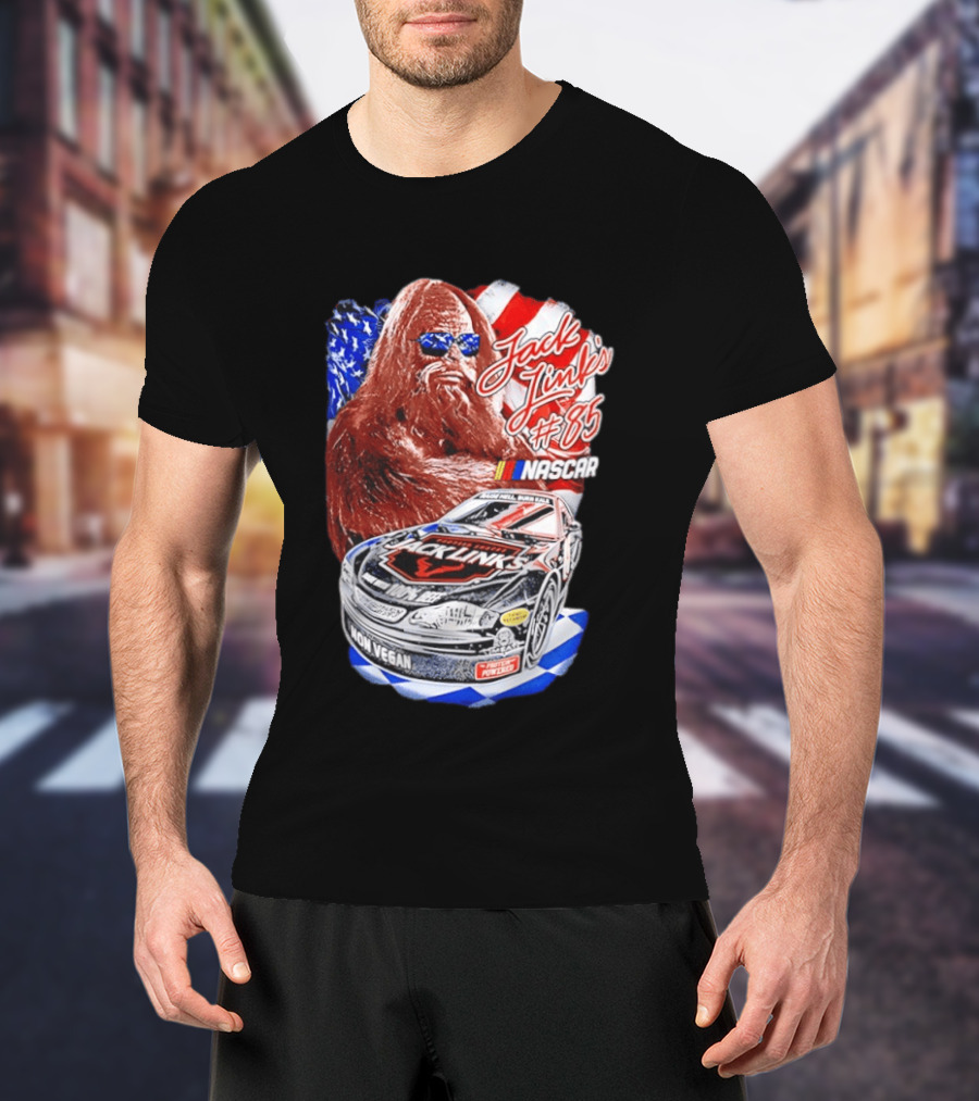 Jack Link's Bigfoot #85 NASCAR American Flag Non Vegan T-Shirt