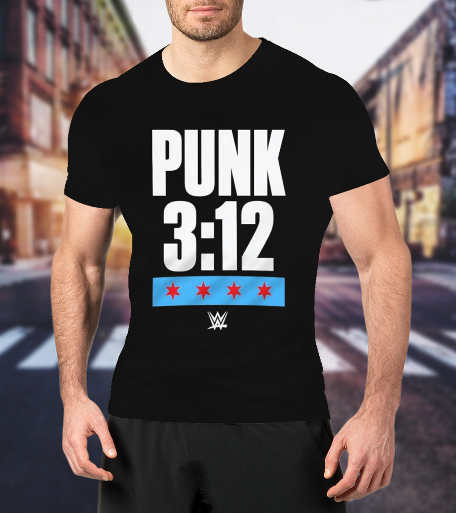 Punk 3 12 WWE CM Punk Wrestling Star Logo Four Red Stars T-Shirt