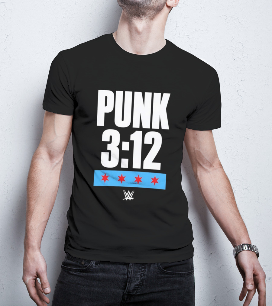 Punk 3 12 WWE CM Punk Wrestling Star Logo Four Red Stars T-Shirt