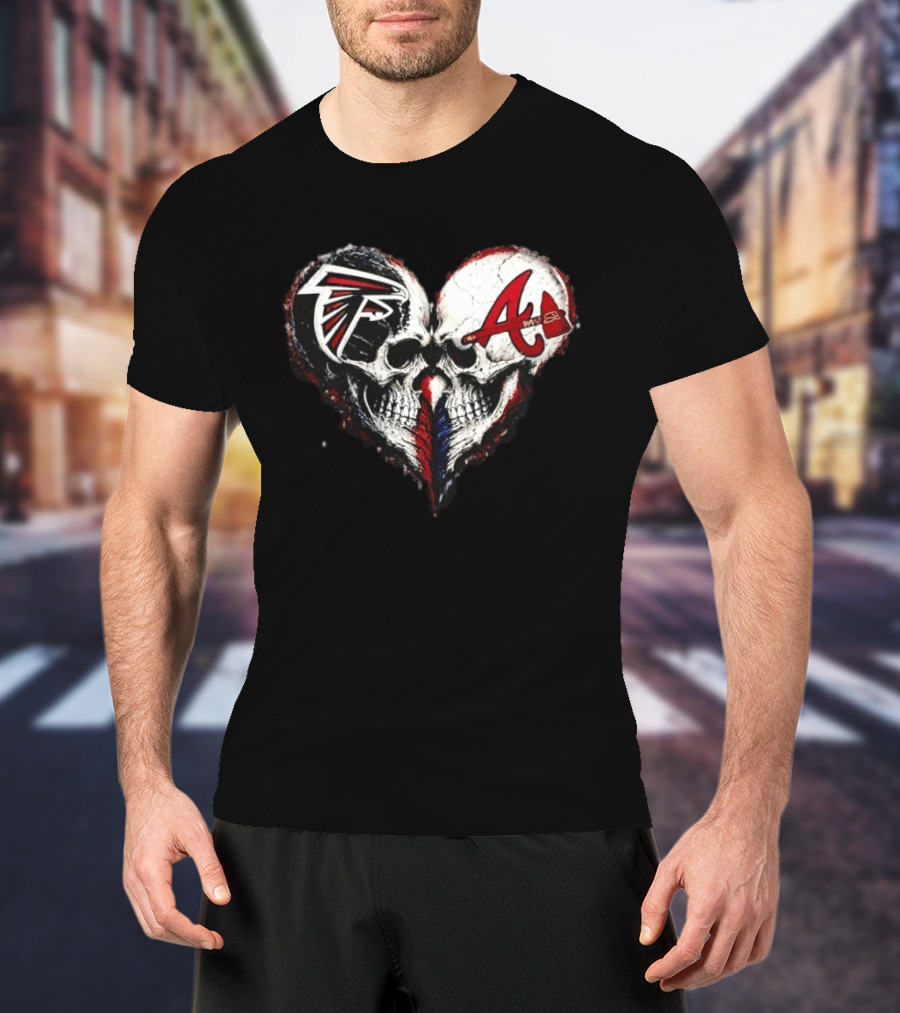 Atlanta Falcons And Atlanta Braves Skull Heart T-Shirt