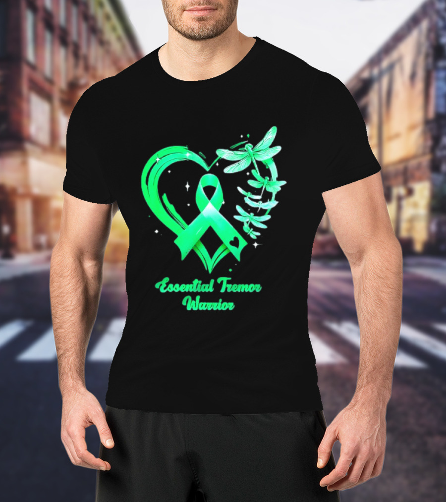 Essential Tremor Warrior Teal Ribbon Dragonfly Heart T-Shirt