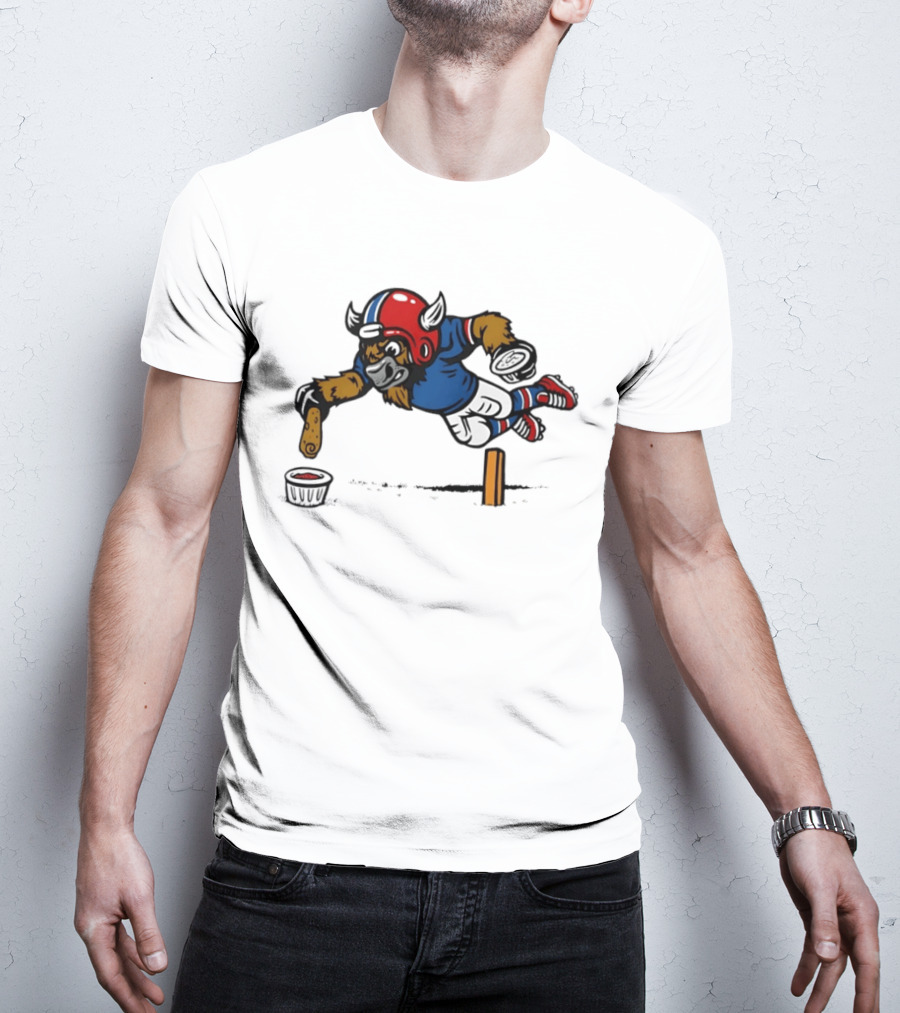 Buffalo Bills Pizza Logs Football Jumping Buffalo With Helmet And Snack T-Shirt